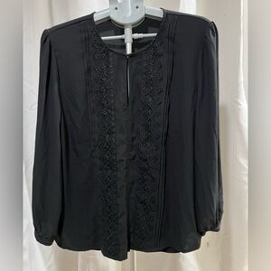 Ann Taylor Black Lace Detail Blouse